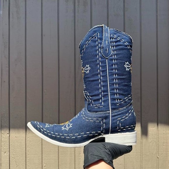 #1 Blue Denim Style Boot, Model 6701